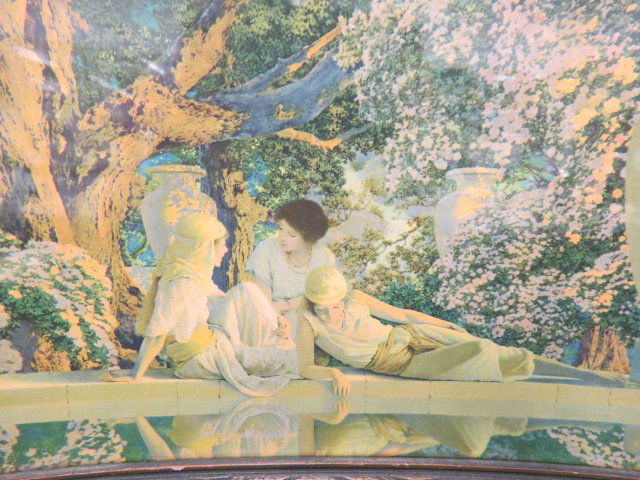 Maxfield Parrish Print "The Garden of Allah",: 1918, 9" x 18", in original frame and label (on back)....Maxfield Parrish (1870 - 1966) was an American painter and illustrator. Born Frederick Maxfield Parrish in Philadelphia, Pennsylvania, he began