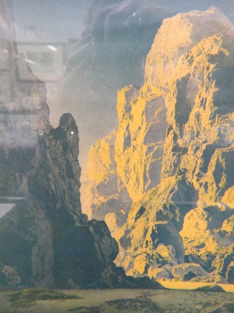 Maxfield Parrish Print,: Mountain scene, from 1930 published in Ladies Home Journal, 13" x 15", all original...Maxfield Parrish (1870 - 1966) was an American painter and illustrator. Born Frederick Maxfield Parrish in Philade