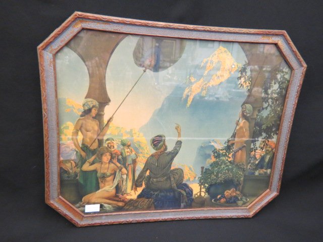 Maxfield Parrish or Atkinson Fox Print,: Arabic scenes with semi-nude women, approx. 16" x 19", all original.