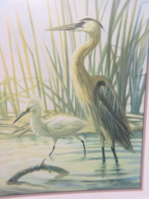 John Carroll Doyle, lithograph, Charleston artist,: herons along shoreline, #22 of 750, image area 24" x 18", nicely framed...John Carroll Doyle was born in Charleston in 1942, and is nationally known for his energetic, light filled paintings of subjec