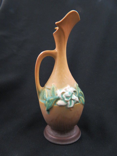 Roseville Pottery "Gardenia" Ewer or Pitcher,: brown & green, #617-10", 1940's, excellent.