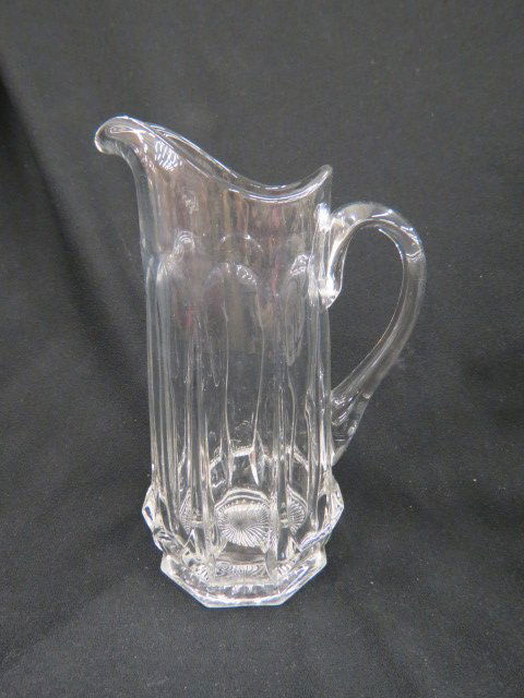 Heisey Glass "Colonial" Tall Pitcher,: 10 3/4", excellent...The A.H. Heisey Company was formed in Newark, Ohio, in 1895 by A.H. Heisey. The factory provided fine quality glass tableware and decorative glass figurines. Both pressed and blow