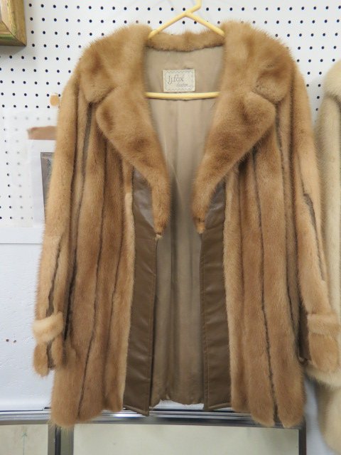 Mink Coat,: medium brown, leather trim.