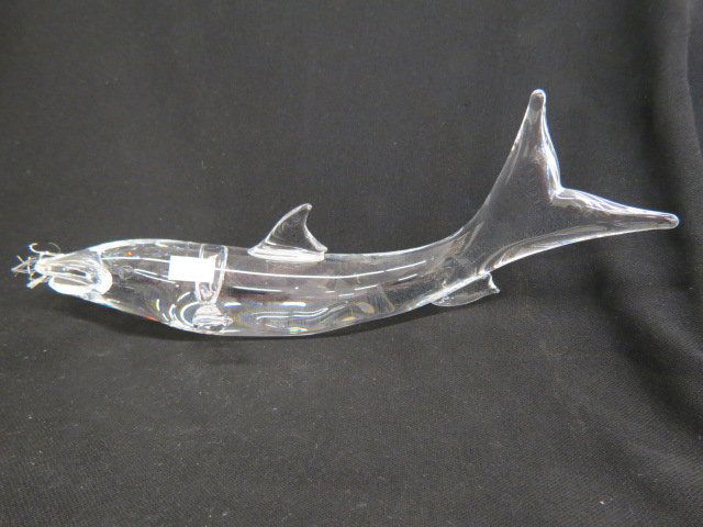 Steuben Crystal Figurine of a Trout,: with fly in the mouth, signed, 16" long, excellent....Steuben Glass is one of America’s most cherished producers of collectible crystal. Whether it is a Steuben vase, bowl, figurine, or sculpture, S