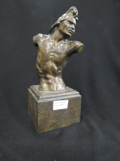 A.P. Proctor Bronze Torso of an Indian,: brave, 9 1/2", excellent..Titled "Jackson Sundown"..... Alexander Phimister Proctor was born in Ontario Canada in 1862 to second generation pioneers. In the spring of 1871 the family moved to Denver, 