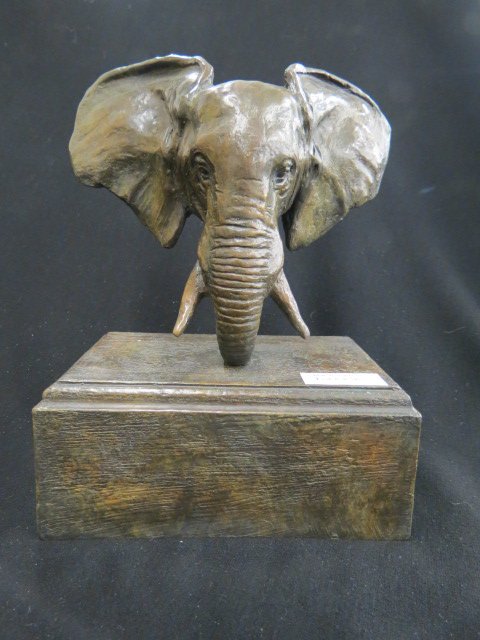 A.P. Proctor Bronze of an Elephant Head,: 9 1/2" tall, excellent, signed Proctor, 1910, artist proof,"Bronx Zoo Elephant"... cast post houmourous Alexander Phimister Proctor was born in Ontario Canada in 1862 to second generation pioneers. In