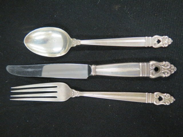 International " Royal Danish" Sterling Silver: Infant Feeding Set, knife, fork & spoon.