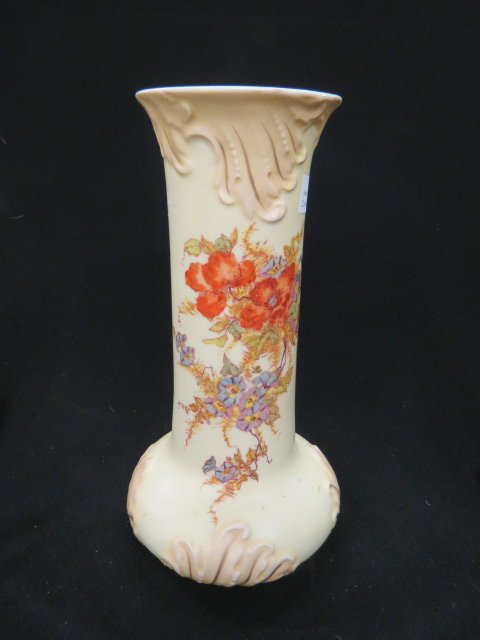 R.W. Rudolstadt Porcelain Vase,: handpainted floral, 10 3/4" tall, excellent....Rudolstadt was a faience factory in the Thuringia region of Germany from 1720 to about 1791. In 1854, Ernst Bohne began working in the area. From about 1