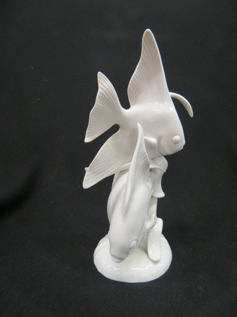 Royal Dux Porcelain Figurine of Fish,: white overglaze, 10" tall, excellent.
