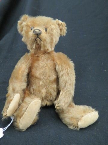 Antique Teddy Bear,: brown mohair, felt patches at feet & hands, 9 1/2".