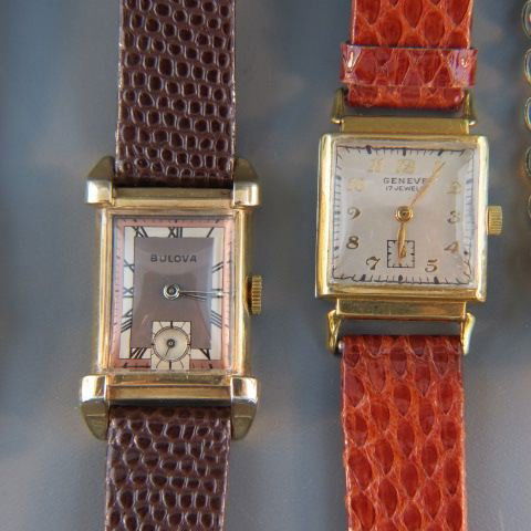 4 Vintage Man's Wristwatchs,: Bulova, Geneva, Benrus & Nassau, all working & refurbished except the Benrus, includes gold-filled & stainless back cases.