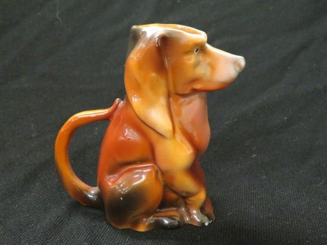 Royal Bayreuth Dachshund Figural Creamer,: 4 1/4", excellent....HISTORY - The Royal Bayreuth factory has been the world's unparalleled leader in the production of porcelain for over 200 years. As the oldest Bavarian china firm under private ow