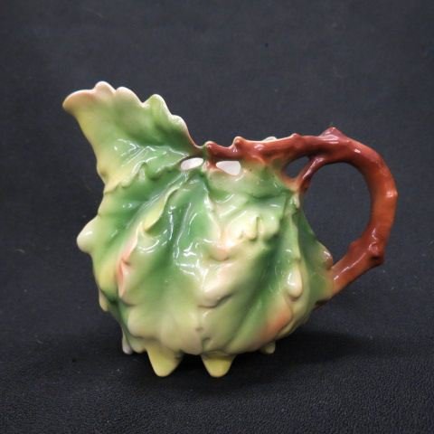 Royal Bayreuth Oak Leaf Figural Milk Pithcer,: 4 1/2", excellent.