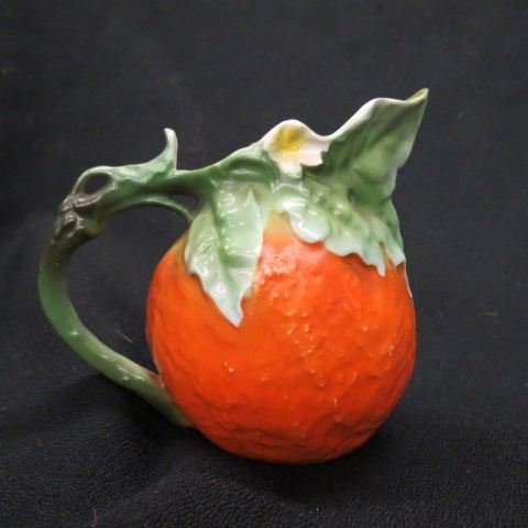 Royal Bayreuth Orange Figural Creamer,: 4 1/2", excellent.