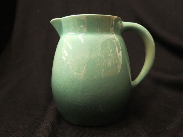 Roseville "Raymor" Pottery Pitcher,: Art Moderne, 5 3/4", green, excellent.