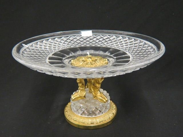 Fine French Bronze & Cut Crystal Centerpiece,: a trio of figures on base, 12 1/2" diameter, gorgeous!