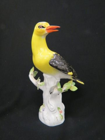 Meissen Porcelain Figurine of a Bird,: yellow, crossed swords mark, 10 1/2".
