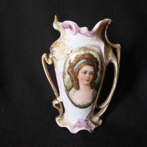 Royal Vienna Porcelain Portrait Vase,: R.S. Prussia style, 6 1/2".
