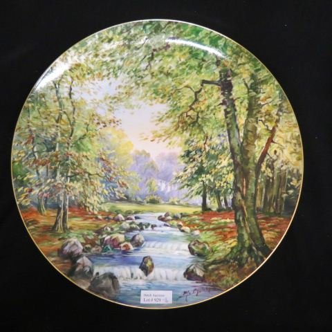 Noritake Handpainted Charger,: landscape with stream, 14 1/2", excellent. Noritake is a word frequently heard in collectible and antique circles. The origins of Noritake as china formally begin with the founding of a company titled