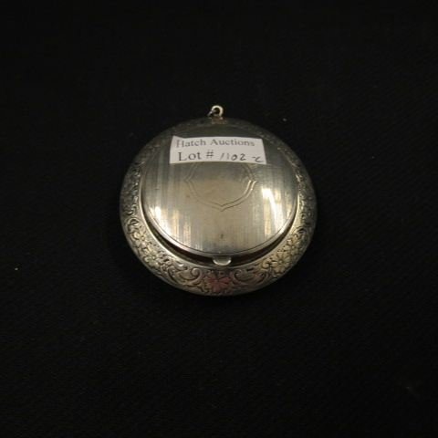 Sterling Silver Compact,: round, deco era.