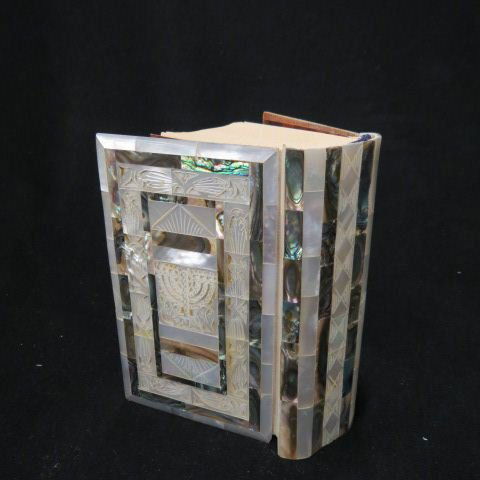 Hebrew Bible with Carved Abalone Binder,: 3 1/2" x 5".