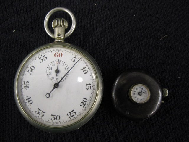 Antique Button" Watch and Vintage Stopwatch,": estate lot, not running.
