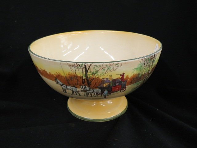 Royal Doulton Coaching Days" Punchbowl,": pedestal base, 12 diameter, 6 3/4" tall."
