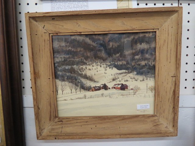 Louis J. Kaep, watercolor,: Vermont winter landscape with farm, image area 12 x 10"."...Louis J. Kaep, an art director and watercolorist, died on Saturday at Greenwich (Conn.) Hospital. He was 88 years old and lived in Greenwich