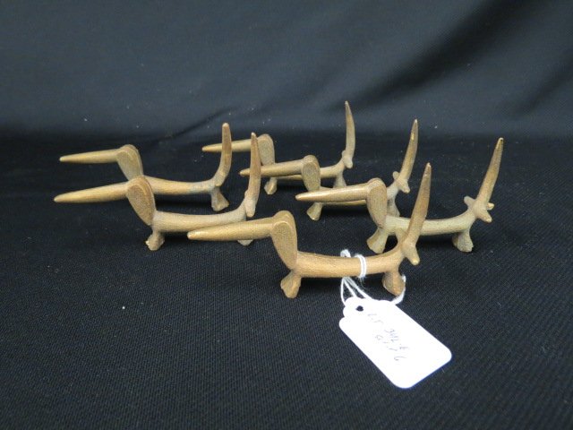 Set of 6 Rigural Dog Knife Rests,: Art Moderne style, 4 long."