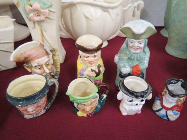 6 Character Mugs, Royal Doulton &: others, 2 1/2 to 5 1/2" plus a dog toothpick holder."