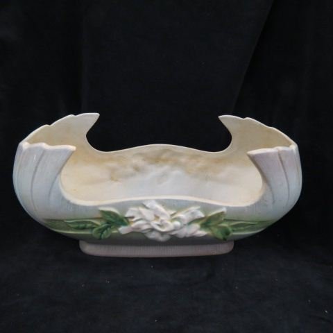 Roseville "Gardenia" Art Pottery Planter,: #530-12", grey...The Roseville Pottery Company was founded in 1890. Roseville initially produced simple utilitarian ware such as flower pots, stoneware, umbrella stands, cuspidors, and limited painted