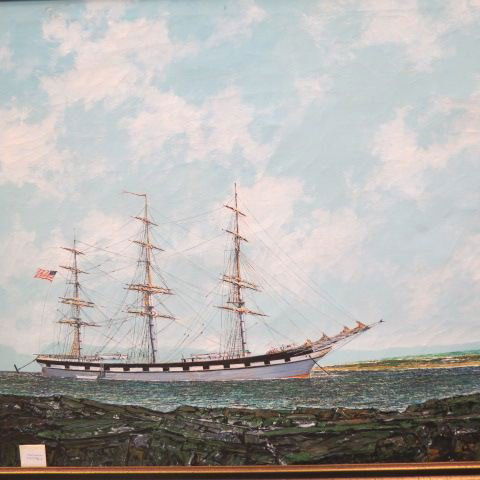 Robert Lee, Oil, "Avertree, Sailing Out",: a 3 masted cargo ship, fine quality, well listed artist, image area 40" x 30", on canvas...Painter. Born in San Francisco, CA on July 22, 1899. In 1921 Lee enrolled at the ASL of NYC under Robert Henr