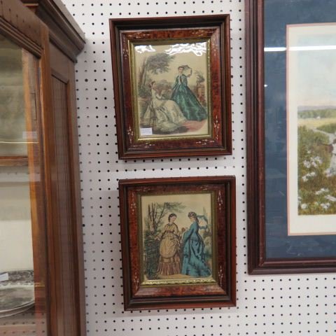 Pair of French Fashion Prints: in fine shadow box frames, late 19th century, image area 8" x 10".