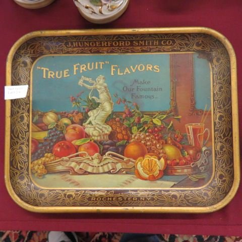 Advertising Tray "True Fruit Flavors",: J. Hungerford Smith Company, 10 1/2" x 13 1/4".