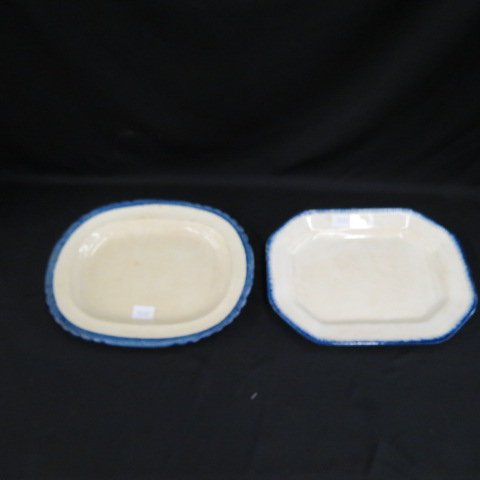 2 Victorian Ironstone "Flame Edge" Platters,: 11" x 14" and 12" x 15".