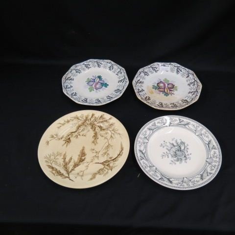 4 Victorian Ironstone Plates,: various shell designs.