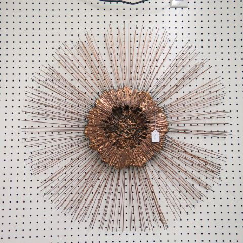 Art Modern Wall Sculpture,: ray design, 29" diameter, attributed to Curtis Jere.