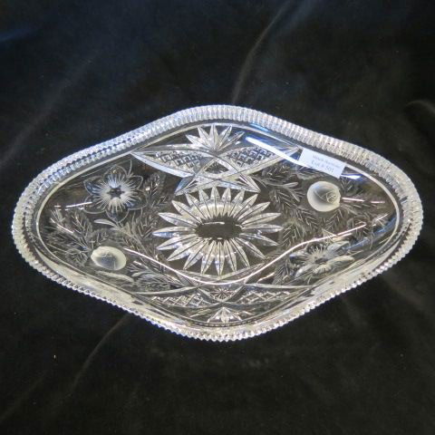 Cut Glass Oval Dish,: brilliant period, deep intaglio cut florals, thick blank, 8 x 12 3/4", excellent."