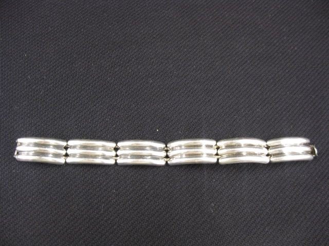 Los Castillo Mecico Sterling Silver Bracelet,: triple row of curved cylinders, 1/2 wide, 6 1/4" long, signed, well known artist...Los Castillo combined the talents of four brothers of the Castillo family along with Margot van Voorhies Carr, profes