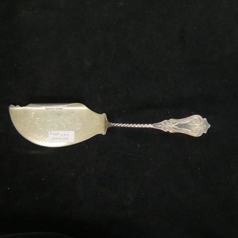 Sterling Silver Fish or Ice Cream Slice,: bright cut with twist handle, 11 long, circa 1870."