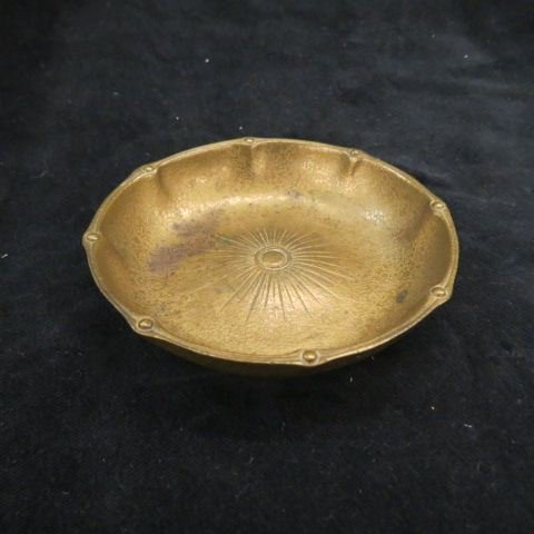 Tiffany Studios Bronze Dish,: flower style, Arts & Crafts era, 4 1/2 diameter, signed."