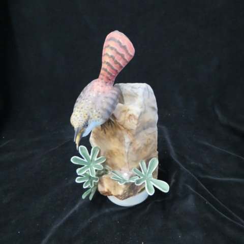 Royal Worcester Dorothy Doughty Figurine: Canyon Wren with Wild Lupin" 8 3/4", flower loss, no wood base,"