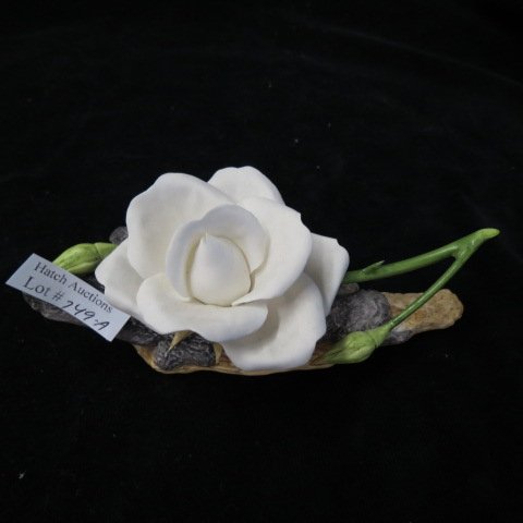 Boehm Porcelain Figurine of a White Rose,: 2 1/2 x 5 3/4", excellent... E. M. Boehm, now Boehm Porcelain, is the artisan studio founded by sculptor Edward and wife Helen Boehm in 1950. It is today recognized as one of the world’s foremost po