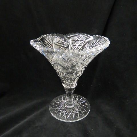 Cut Glass Vase,: brilliant period, large MartiniGlass" shape, 8"."