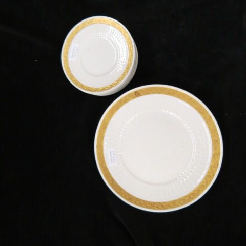 8 Royal Copenhagen Porcelain Plates,: pattern #414, gold encrusted borders, 6-6 and 2-10", excellent."