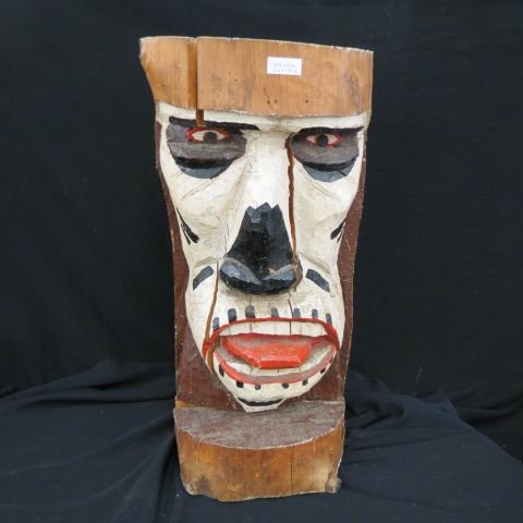 Carved Wood Totem,: 26".