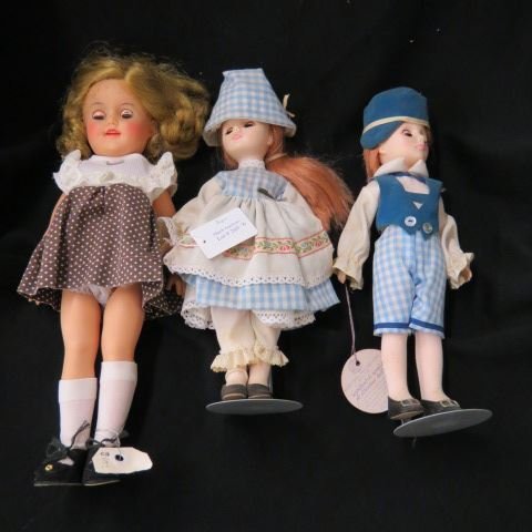 3 Dolls,: Effanbee boy & girl plus Ideal, largest is 14".