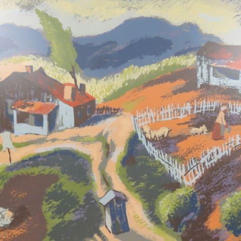 Abram Tromka, silkscreen,: WPA artist, farm scene, 1898-1954, image area 15" x he following, submitted October 2005 by William Woolf, is a biography of the artist created by his wife, Ann Tromka. The Tromka's were good friends