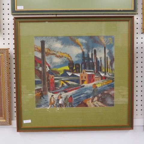 Abram Tromka, silkscreen,: WPA industrial scene, image area 16" x 14", well listed artist, 1898-1954....he following, submitted October 2005 by William Woolf, is a biography of the artist created by his wife, Ann Tromka. The Tr