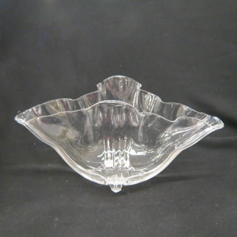 Steuben Art Glass Vase "Grotesque"or "Handkerchief": clear, 6 1/2" x 12 1/2", signed.